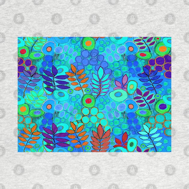 Southwest Sunny Garden Flowers - Turquoise by Esprit-Mystique